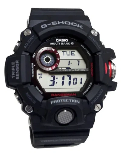 Pre-owned Casio Gw9400-1 G-shock Rangeman Black Red Digital Dial Resin Band Men Watch