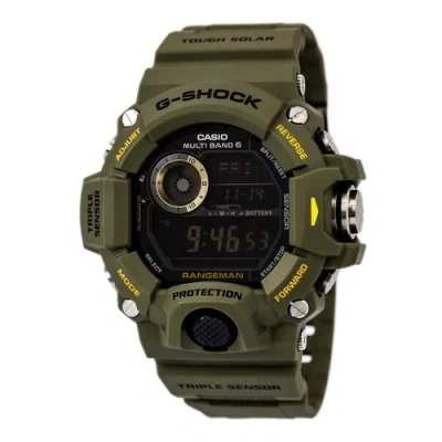 Pre-owned Casio Gw9400-3 Men's G-shock Black Digital Dial Olive Resin Strap Chrono Watch