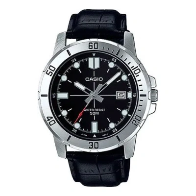 Casio Leather Band Waterproof Business Style Men Mens Black Analog