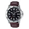 Casio Leather Band Waterproof Business Style Men Mens Brown Analog