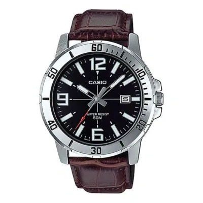 Casio Leather Band Waterproof Business Style Men Mens Brown Analog