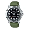 Casio Leather Band Waterproof Business Style Men Mens Green Analog