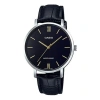 Casio Leather Band Waterproof Quartz Black Analog