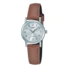 Casio Leather Belt Vintage Silver/brown Silver Dialbrown Strap Silverbrown Analog