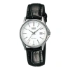 Casio Leather Belt Waterproof /black Quartz White Analog
