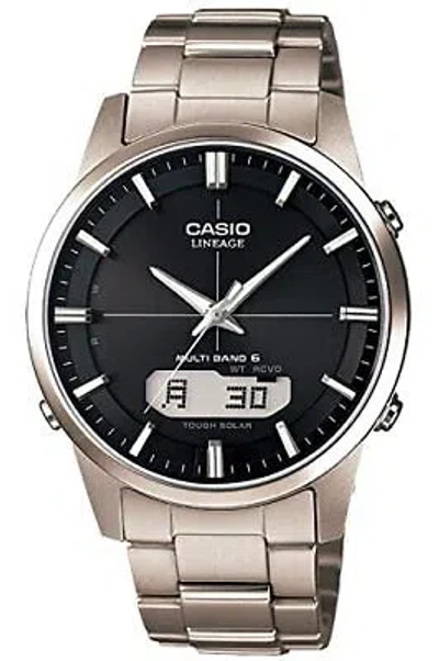 Pre-owned Casio Lineage Lcw-m170td-1ajf Men's Watch Silver＆black Titanium Solar
