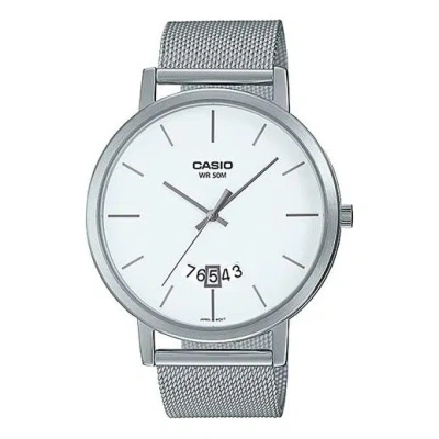Casio Male Dress Japan / South Korea Fashion Waterproof Mens White Analog In Metallic