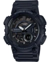 Casio World Time Mens Multi-function Black Strap Watch Aeq110w-1bos In Black