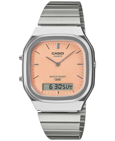 Casio Men's Analog-digital Stainless Steel Watch 35.8mm In Silver