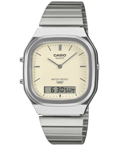 Casio Men's Analog-digital Stainless Steel Watch 35.8mm In Silver