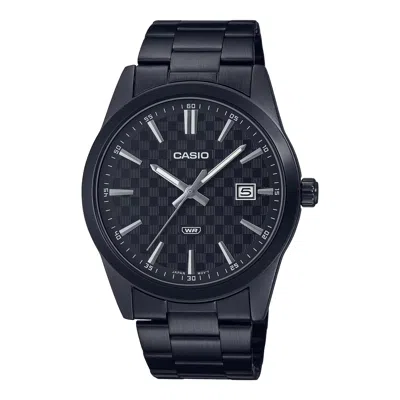 Casio Men's Black Analog Watch Black Dial Steel Bracelet - Mtp-vd03b-1audf