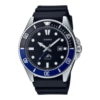 Casio Men's Black And Blue Bezel Dive Watch - Mdv-106b-1a1vcf