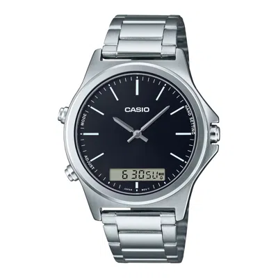 Casio Men's Black Dial Stainless Steel Bracelet Watch - Mtp-vc01d-1eudf In Metallic