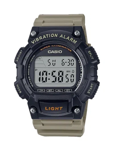 Casio Men's Black Shock-resistant Digital Sport Watch With Tan Band - W-736h-5avcf In Multi