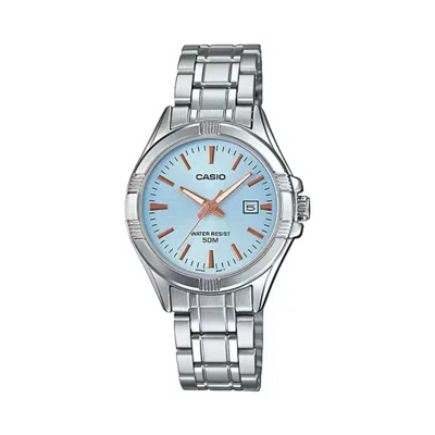 Casio Men's Blue Dial Analog Watch Stainless Steel Bracelet - Mtp-1308d-2av In Silver