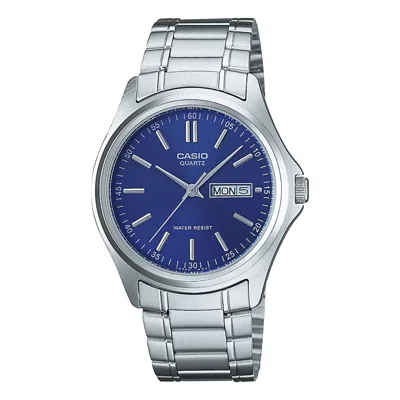 Casio Men's Blue Dial Analog Watch With Stainless Steel Bracelet - Mtp-1239d-2a In Multi