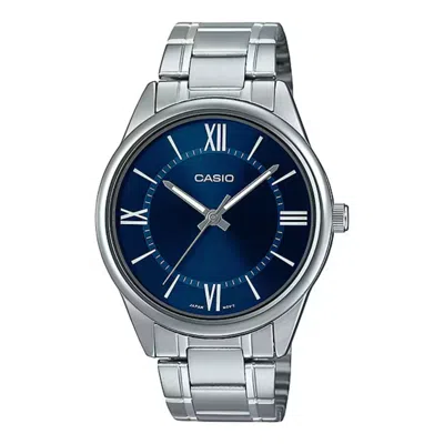 Casio Men's Blue Dial Analog Watch With Stainless Steel Bracelet - Mtp-v005d-2b5udf In Gray