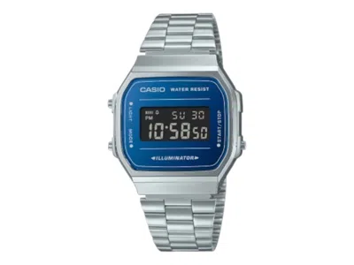 Pre-owned Casio Men's  Analog A168wem2b Watch In Stainless Steel In Silver