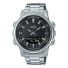 Casio Men's  Dress Series Classic Minimalistic Black 47mm 50 Waterproof Stainless Steel Strap Mens Si In Metallic