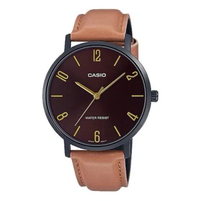 Casio Men's  Dress Series Classic Minimalistic Exquisite Fashion Watch 40mm Waterproof Orange Strap M In Black