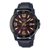 Casio Men's  Dress Series Classic Minimalistic Red 45mm 50 Waterproof Black Strap Mens Redbrown Analo