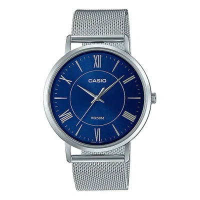 Casio Men's  Dress Series Waterproof Quartz Watch 40mm Stainless Steel Strap Mens Blue Analog