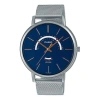 Casio Men's  Dress Series Waterproof Quartz Watch 43mm Silver Stainless Steel Strap Mens Blue Analog