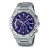 Casio Men's  Edifice  100m Waterproof Shockproof Blue Dial Stainless Steel Strap Watch Analog Me In Silver