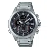 Casio Men's  Edifice Series 2022 Luminous Stainless Steel Silver Strap Black Dial 100m Waterproof Wat