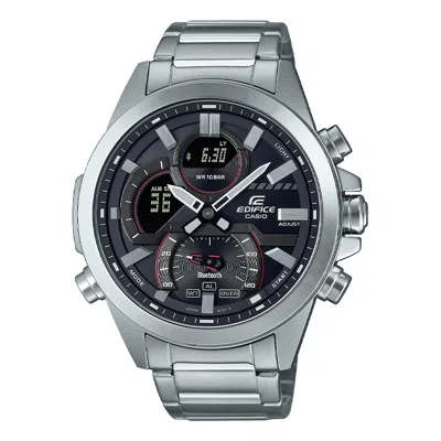 Casio Men's  Edifice Series 2022 Luminous Stainless Steel Silver Strap Black Dial 100m Waterproof Wat