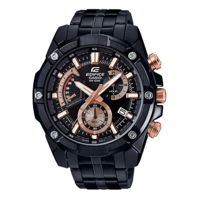Casio Men's  Edifice Series Retro Stainless Steel Strap Gold Business Mens Black Analog