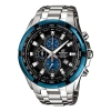 Casio Men's  Edifice Stainless Steel Strap Blue Black Watch Mens Silver Analog