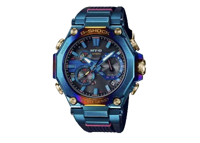Pre-owned Casio Men's  Gshock Blue Phoenix Mtgb2000ph2a Watch In Stainless Steel In Silver
