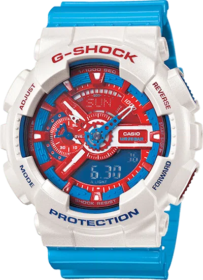 Pre-owned Casio Men's  Gshock Limited Edition Red And Blue Series Ga110ac7adr Watch In Resin