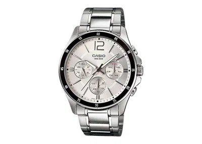 Pre-owned Casio Men's  Gshock Mtp1374d7a Watch In Stainless Steel In Silver