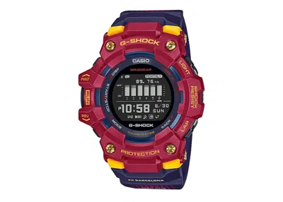 Pre-owned Casio Men's  Gshock X Matchday: Inside Fc Barcelona Gbd100bar4 Watch In Resin In Brown