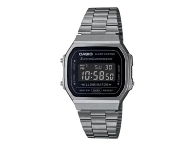 Pre-owned Casio Men's  Iconic A168wegg1b Watch In Stainless Steel In Silver