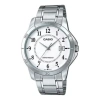 Casio Men's  Minimalistic Large Steel Strip Waterproof Quartz Watch Silver Stainless Steel Strap Mens In Neutral