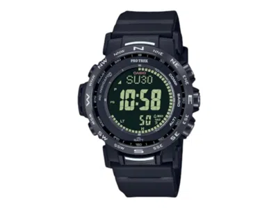 Pre-owned Casio Men's  Pro Trek Prw35y1b Watch In Stainless Steel In Silver