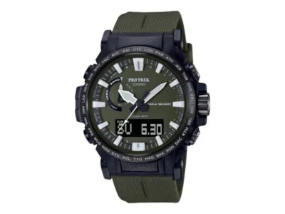 Pre-owned Casio Men's  Pro Trek Prw61y3 Watch In Stainless Steel In Silver