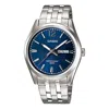 Casio Men's  Quartz Movement Stainless Steel Strap Waterproof Quartz Watch Blue Mens In Silver