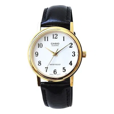 Casio Men's  Quartz Watch Cortex Strap White Dial Waterproof Mtp-1095q-7b Mens In Black