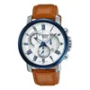 Casio Men's  Quartz Watch Leather Strap White Dial Analog Mens In Brown