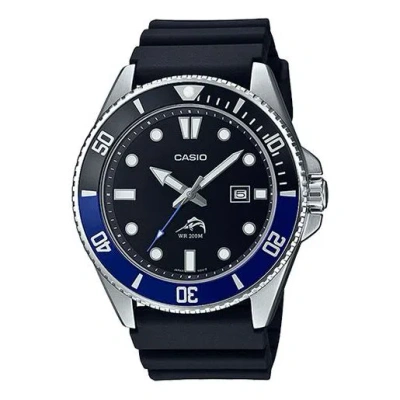 Casio Men's  Waterproof Quartz Luminous Pointer Calendar Blue 44mm Resin Strap Watch Mens Black Analo