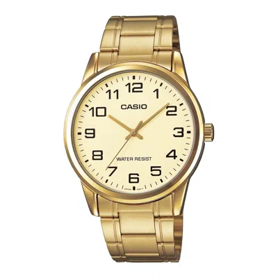 Casio Men's Champagne Dial Analog Watch With Gold Tone Bracelet - Mtp-v001g-9b