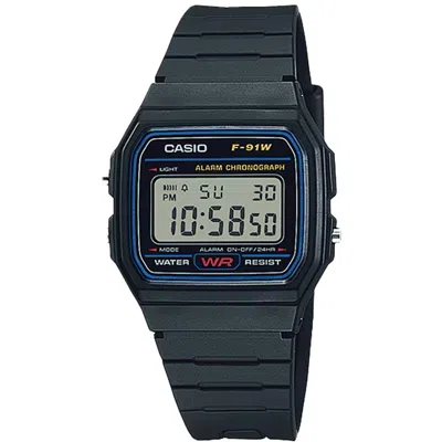 Casio Men's Classic Digital Watch With Black Strap - F-91w-1 In Blue