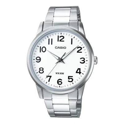 Casio Men's Classic White Face Analog Watch With Steel Bracelet - Mtp-1303d-7bv In Metallic