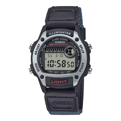 Casio 43mm Digital Leather Watch In Black