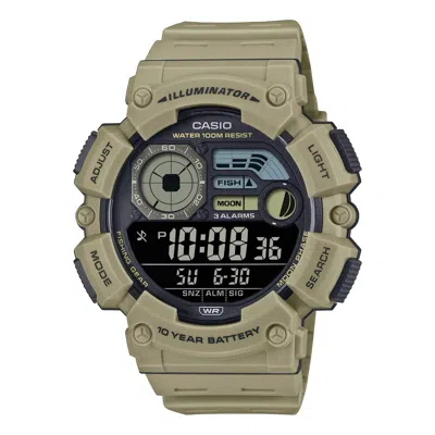 Casio Men's Digital Watch With Beige Band- Ws-1500h-5bvcf In Black