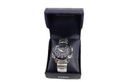 Pre-owned Casio Men's Eqs500db-1a1 "edifice" Tough Solar Stainless Steel Multi-function